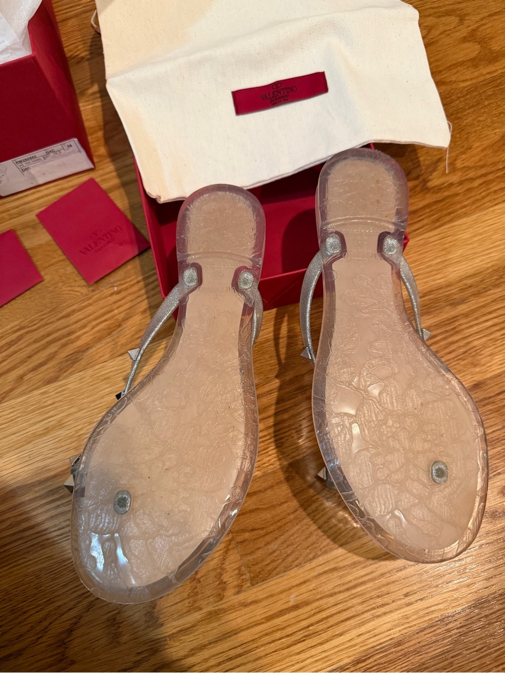 Valentino Silver PVC Sandals- gently worn - Picture 6 of 6